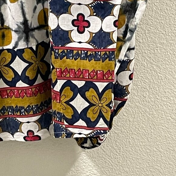 SOLITAIRE Boho Tie Dye Abstract Contrast Fabric Long Bubble Sleeve - XL - Picture 5 of 13